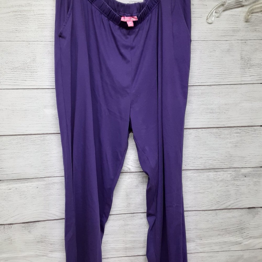 Woman Within Purple Elastic Waist Pants 4X Petite